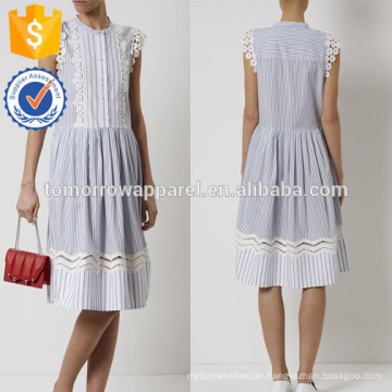 New Fashion Navy Und Weiß Striped Sommerkleid Mit Spitze Herstellung Großhandel Mode Frauen Bekleidung (TA5286D)